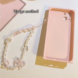 Elegant Pink Phone Case with Beaded Strap